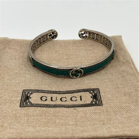 gucci cuff bracelet with green and gc|Gucci Green Interlocking G Cuff Bracelet .